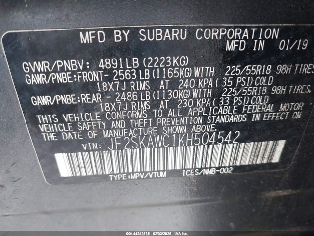 Subaru Forester Touring 2019 JF2SKAWC1KH504542 Image 9