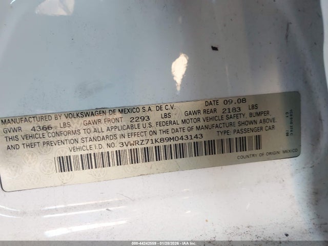 2009 VOLKSWAGEN JETTA 3VWRZ71K89M043143 Photo 8