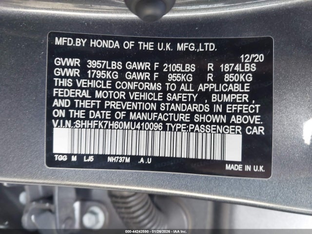SHHFK7H60MU410096 Honda CIVIC EX