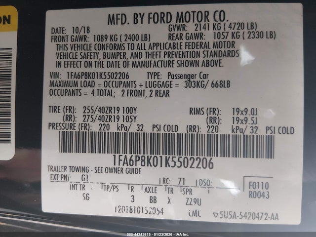 Ford Mustang Bullitt 2019 1FA6P8K01K5502206 Image 9