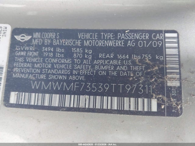 2009 MINI COOPER S WMWMF73539TT97311 Photo 8