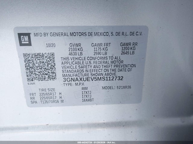 3GNAXUEV5MS112732 Chevrolet Equinox Awd Lt