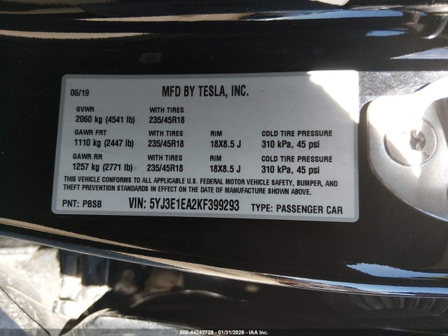 2019 TESLA MODEL 3 5YJ3E1EA2KF399293 Photo 8