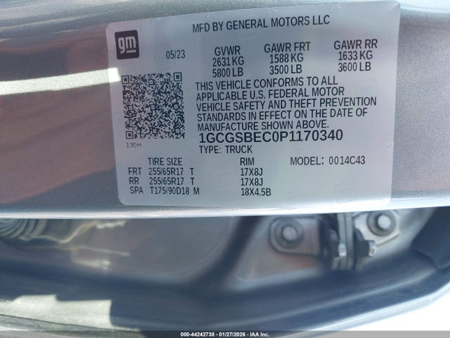 1GCGSBEC0P1170340 Chevrolet Colorado 2wd Short Box Wt