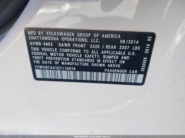 Продаж на аукціоні авто 2014 Volkswagen Passat 2.0l Tdi Sel Premium, vin: 1VWCN7A31EC118979, номер лоту: 44242764
