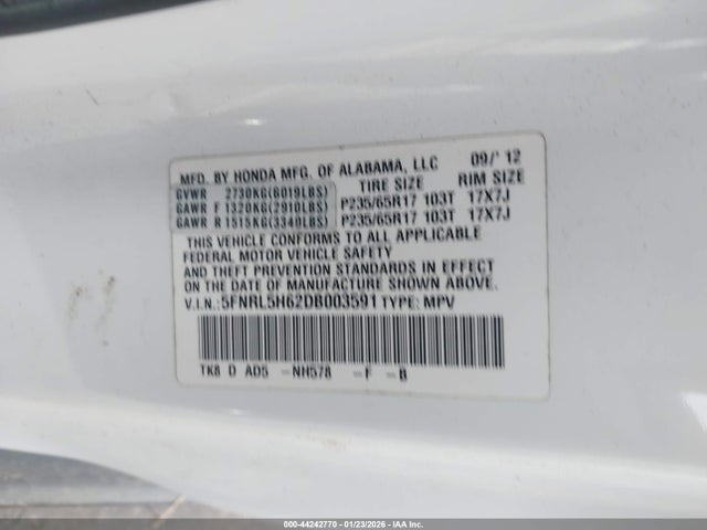 2013 HONDA ODYSSEY 5FNRL5H62DB003591 Photo 8