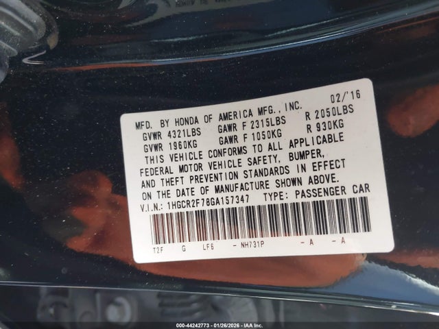 1HGCR2F78GA157347 Honda ACCORD EX