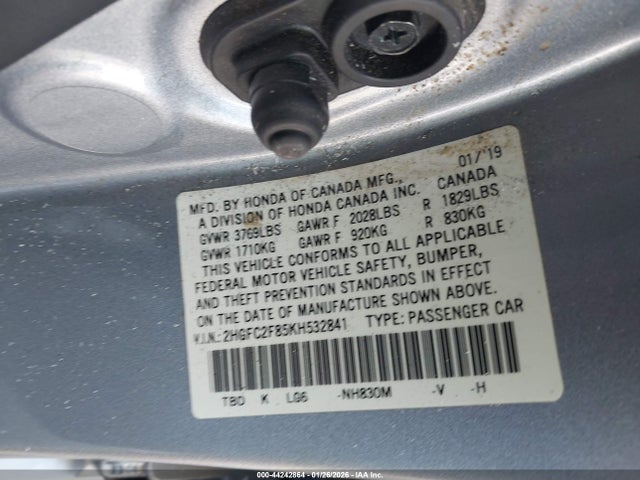 Honda Civic Sport 2019 2HGFC2F85KH532841 Image 9