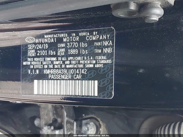 Aukcja sprzedaży 2020 Hyundai Venue Se, vin: KMHRB8A39LU014142, numer aukcji: 44242902