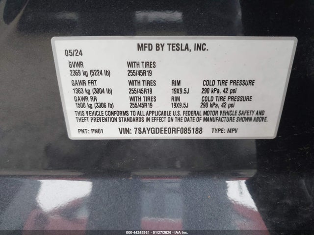2024 TESLA MODEL Y 7SAYGDEE0RF085188 Photo 8