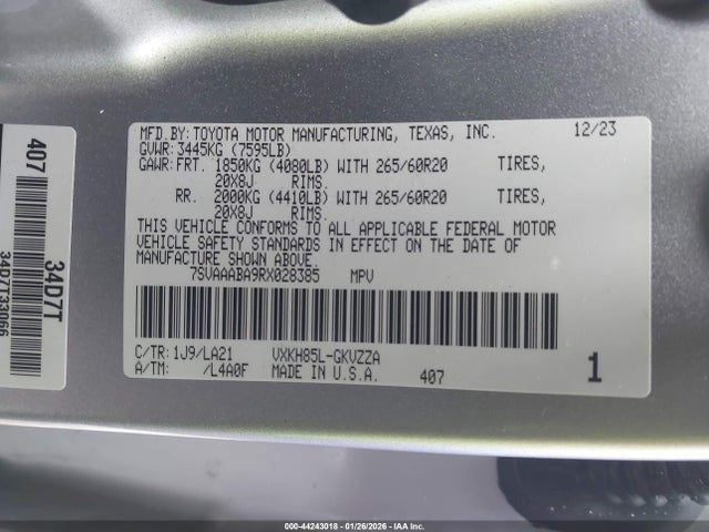 2024 TOYOTA SEQUOIA 7SVAAABA9RX028385 Photo 8