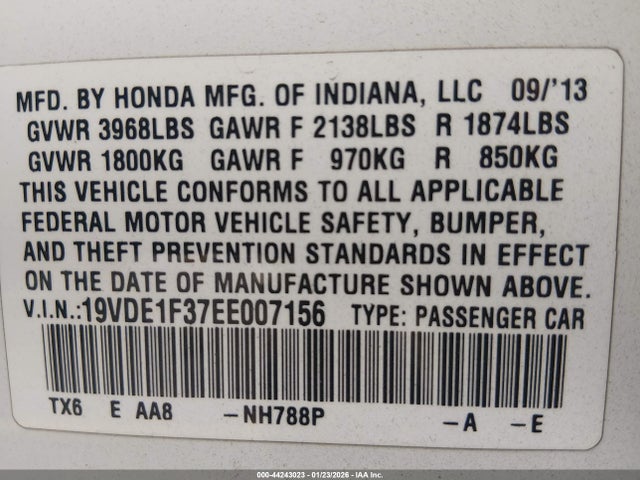 Acura Ilx 2.0l 2014 19VDE1F37EE007156 Image 9