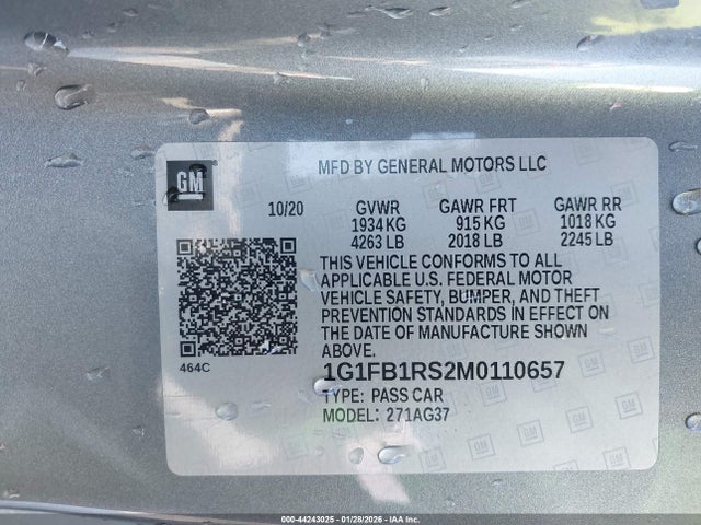 2021 CHEVROLET CAMARO 1G1FB1RS2M0110657 Photo 8