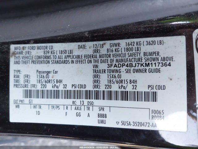 2019 FORD FIESTA 3FADP4BJ7KM117364 Photo 8