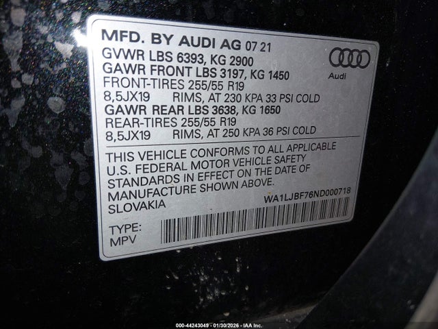2022 AUDI Q7 WA1LJBF76ND000718 Photo 8