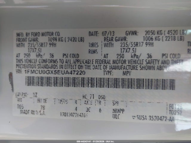 1FMCU0GX5EUA47220 Ford ESCAPE SE