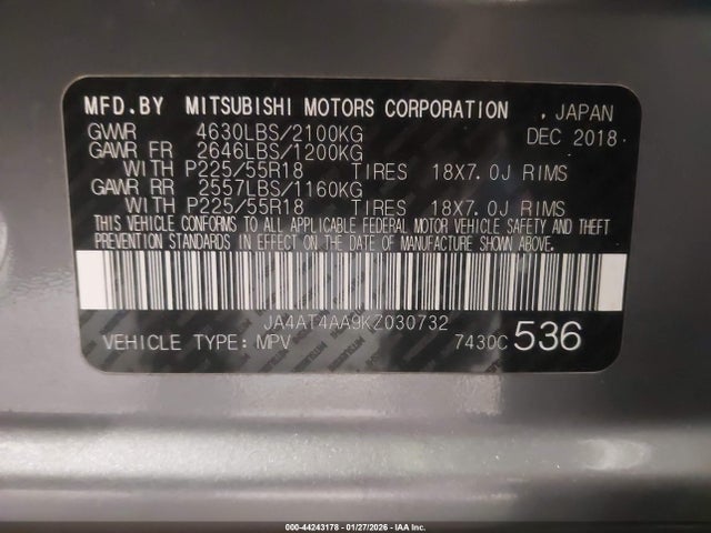2019 MITSUBISHI ECLIPSE CROSS JA4AT4AA9KZ030732 Photo 8