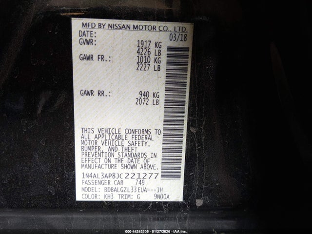 1N4AL3AP8JC221277 Nissan Altima 2.5 S