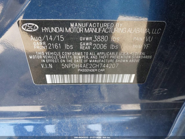 Hyundai ELANTRA SE 2016 5NPDH4AE2GH744207 Image 9