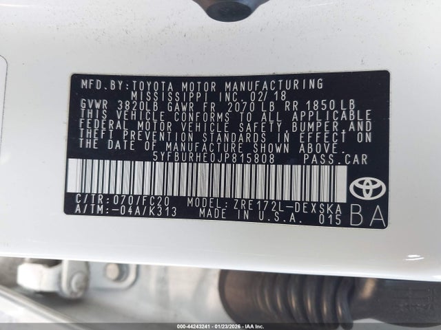 5YFBURHE0JP815808 Toyota COROLLA SE