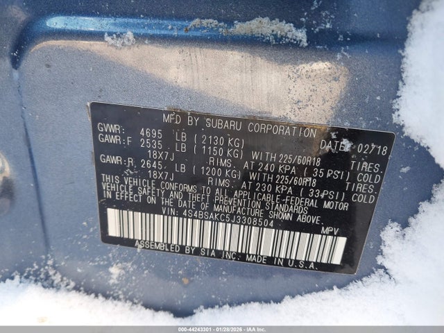 4S4BSAKC5J3308504 Subaru Outback 2.5i Limited