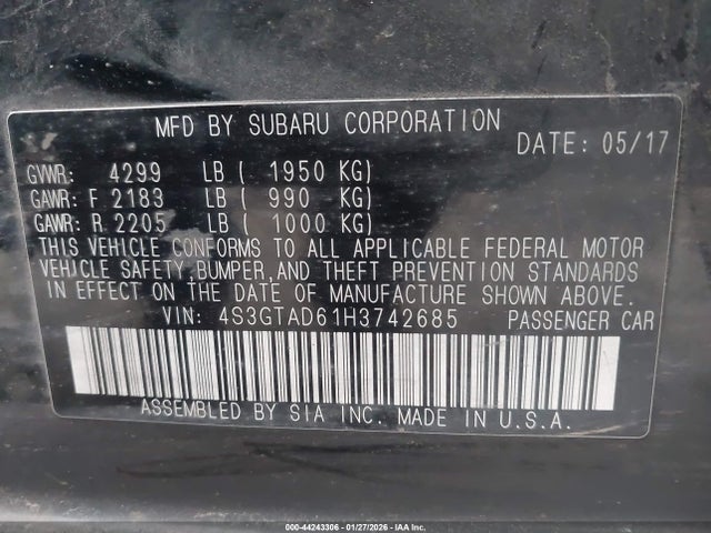 4S3GTAD61H3742685 Subaru Impreza 2.0i Premium