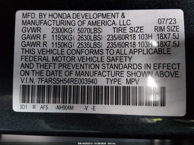 7FARS5H54RE003940 Honda Cr-v Hybrid Sport
