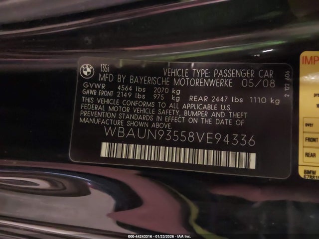 2008 BMW 135I WBAUN93558VE94336 Photo 8