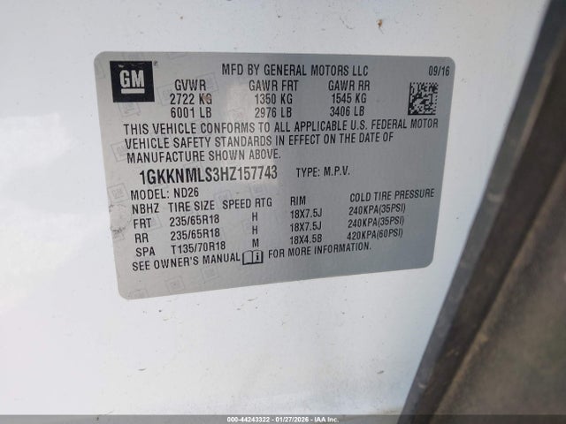 1GKKNMLS3HZ157743 GMC Acadia Slt-1