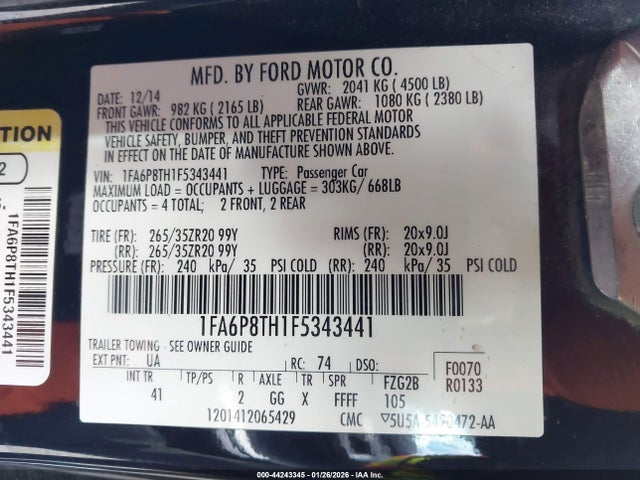 2015 FORD MUSTANG 1FA6P8TH1F5343441 Photo 8