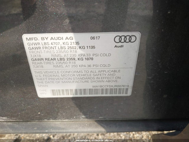 2018 AUDI Q3 WA1BCCFSXJR007619 Photo 8