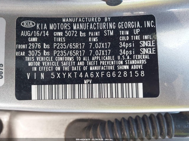 2015 KIA SORENTO 5XYKT4A6XFG628158 Photo 8