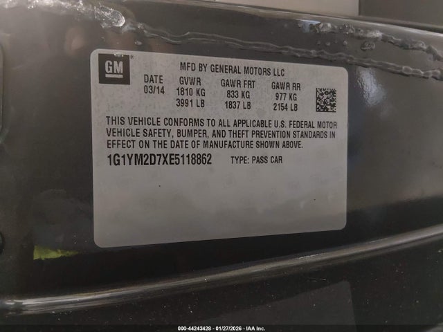 2014 CHEVROLET CORVETTE STINGRAY 1G1YM2D7XE5118862 Photo 8