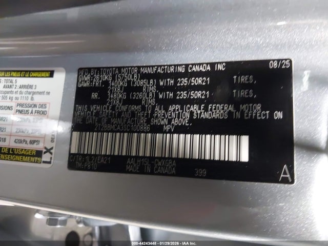 Продажа на аукционе авто 2025 Lexus Rx 350h Premium, vin: 2T2BBMCA3SC100886, номер лота: 44243448