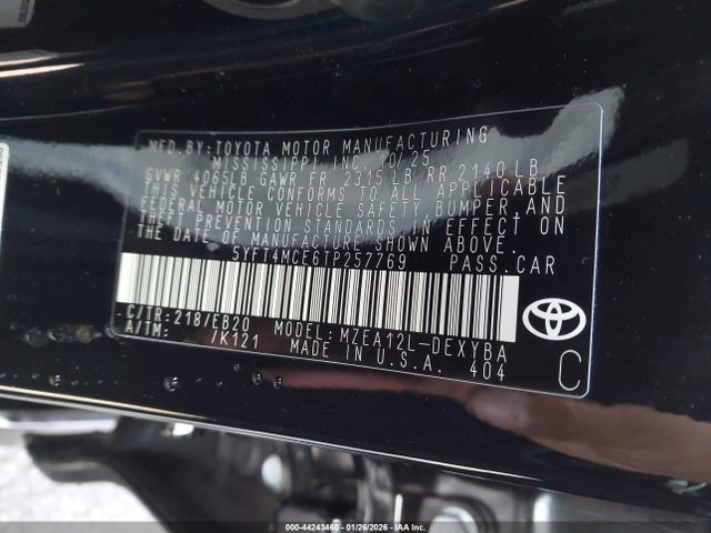 Aukcja sprzedaży 2026 Toyota Corolla Xse, vin: 5YFT4MCE6TP257769, numer aukcji: 44243460
