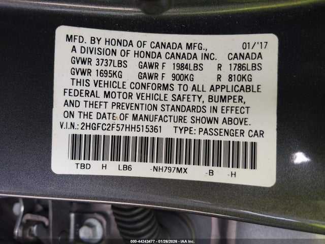 Honda Civic Lx 2017 2HGFC2F57HH515361 Image 9