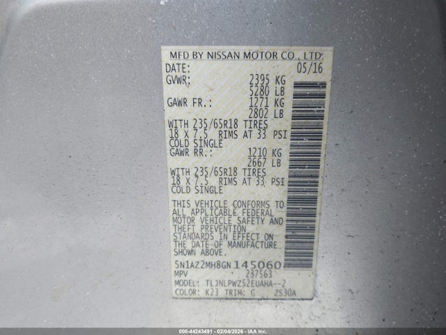 5N1AZ2MH8GN145060 Nissan MURANO S