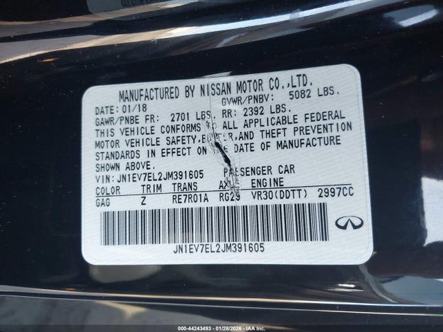 Aukcja sprzedaży 2018 Infiniti Q60 3.0t Sport, vin: JN1EV7EL2JM391605, numer aukcji: 44243493