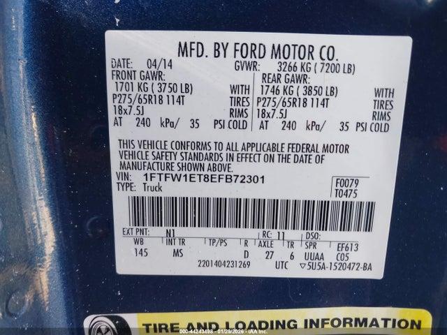 Ford F-150 Xlt 2014 1FTFW1ET8EFB72301 Image 9