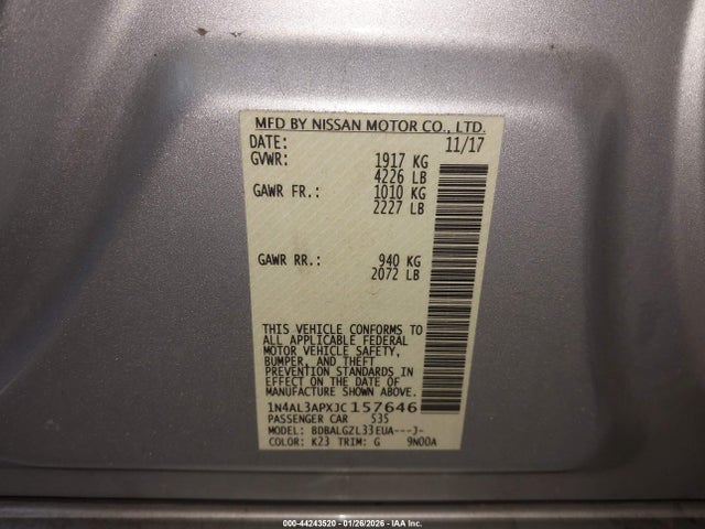 1N4AL3APXJC157646 Nissan Altima 2.5 S