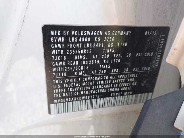 2013 VOLKSWAGEN TIGUAN WVGBV3AX4DW581718 Photo 8