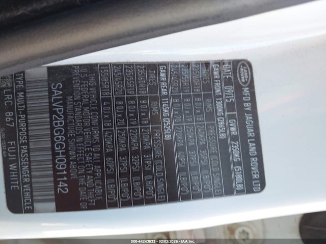 2016 LAND ROVER RANGE ROVER EVOQUE SALVP2BG6GH091142 Photo 8