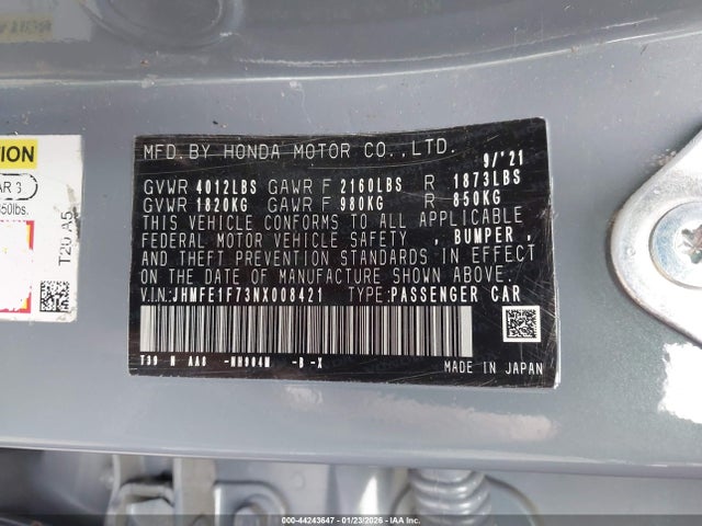 Honda CIVIC EX 2022 JHMFE1F73NX008421 Image 9
