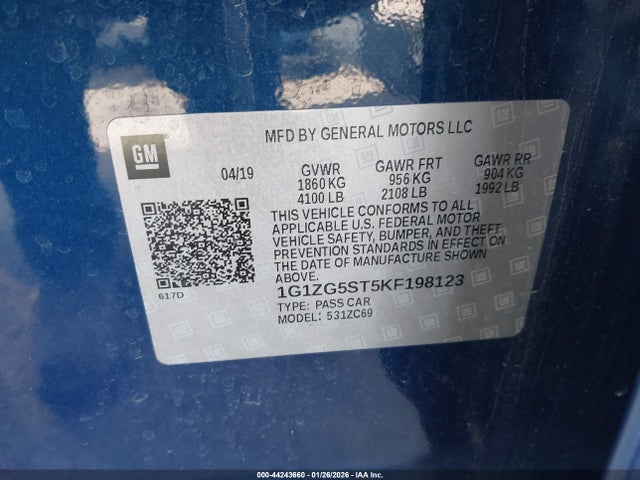 1G1ZG5ST5KF198123 Chevrolet MALIBU RS