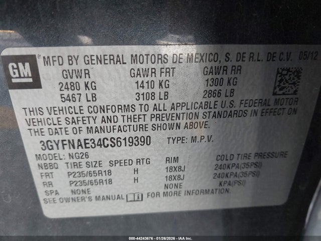 2012 CADILLAC SRX 3GYFNAE34CS619390 Photo 8