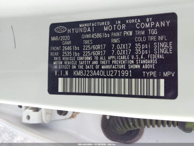 2020 HYUNDAI TUCSON KM8J23A40LU271991 Photo 8