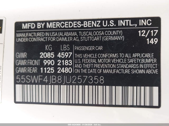 55SWF4JB8JU257358 Mercedes-Benz C 300