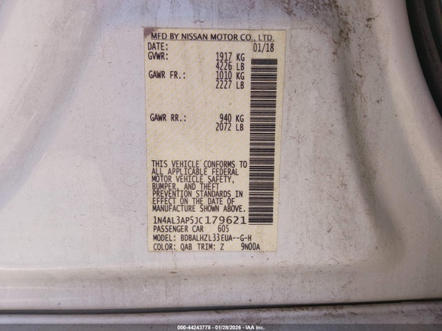 1N4AL3AP5JC179621 Nissan Altima 2.5 Sr