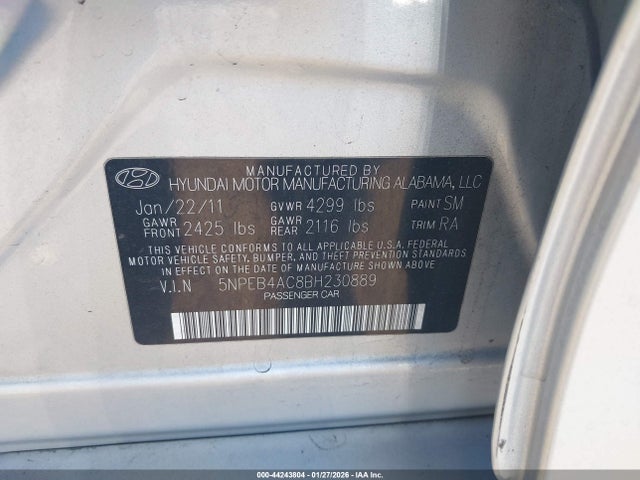 2011 HYUNDAI SONATA 5NPEB4AC8BH230889 Photo 8