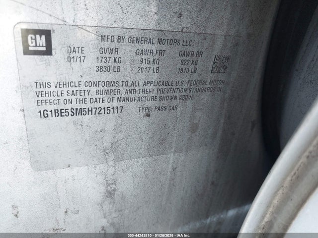 1G1BE5SM5H7215117 Chevrolet Cruze Lt Auto